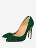 Chaussures à talons hauts et bout pointu pour femmes à enfiler cloutées