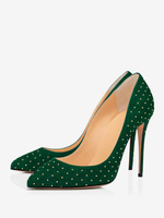 Chaussures à talons hauts et bout pointu pour femmes à enfiler cloutées
