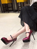 Chaussures à Talons Hauts Fins avec Plateforme Escarpins Femme Bicolores avec Bout Pointu à Cuir Synthétique Vernis avec Boucle Chaussures à Talons Hauts