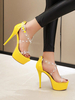 Chaussures à talons hauts Sandales sexy en cuir verni jaune Synthétique à bout rond supérieur