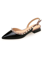 Chaussures à talons moyens avec bride à lacets pour femmes avec rivets - Noir
