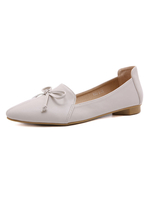 Chaussures Ballets Mocassins Plates Femmes à Cuir Synthétique avec Bout Pointu Décors avec Noeud Unicolore