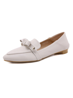 Chaussures Ballets Mocassins Plates Femmes à Cuir Synthétique avec Bout Pointu Unicolore Décors avec Noeud