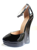 Chaussures Compensées Femmes 2021 Noir Plateforme Bout Rond Sangle de Cheville Chaussures Sexy
