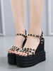 Chaussures compensées pour dames chic talon compensé noir sandales compensées sexy femme
