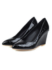 Chaussures compensées pour femmes bout pointu imprimé croco chaussures grande taille