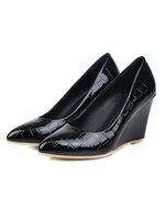 Chaussures compensées pour femmes bout pointu imprimé croco chaussures grande taille