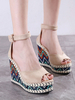 Chaussures compensées pour femmes Talon compensé chic Femme Abricot Cheville Straps Platform Sandales compensées pour femmes