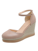 Chaussures compensées roses Femmes Bout rond Bride cheville Espadrilles roses Taille Plus