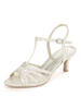 Chaussures dinvité de mariage Boucle en satin ivoire Bout ouvert Talon chaton Chaussures de mariée