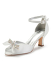 Chaussures dinvité de mariage Ivoire Satin Strass Peep Toe Talon Chunky Chaussures de mariée Sangle de cheville Mère Chaussures