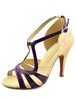Chaussures danse sandales de latine en satin brillant talon haut