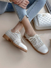 Chaussures décontractées à lacets à bout carré pour femmes blanches Oxfords