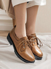 Chaussures décontractées marron femme classique bout rond en cuir Synthétique à lacets Oxfords