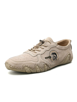 Chaussures Décontractées pour Homme en Cuir de Vachette Blanc écru à Bout Rond Slip-On Chaussures