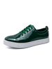 Chaussures décontractées pour homme en cuir verni vert à bout rond chaussures réglables