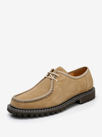 Chaussures décontractées pour hommes chaussures à lacets en cuir de vache kaki à bout rond