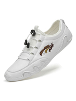 Chaussures décontractées pour hommes en cuir de vachette blanc à bout rond chaussures à enfiler