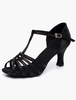 Chaussures de Bal 2021 Noir Satin Bout Ouvert Type T Chaussures de Danse Latine Femmes Chaussures de Bal