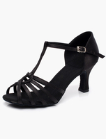 Chaussures de Bal 2021 Noir Satin Bout Ouvert Type T Chaussures de Danse Latine Femmes Chaussures de Bal