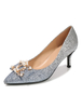 Chaussures de bal de paillettes argent perles de bout pointu strass chaussures de fête à talons hauts