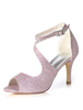 Chaussures de bal de paillettes Chaussures de mariage à talons hauts Chaussures de mariée violettes à bouts ouverts