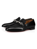 Chaussures de bal en cuir de vachette à bout rond pour hommes avec détails en métal noir