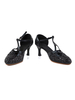 Chaussures de bal noir à bout rond Chaussures de danse à sequins pour femmes