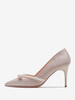 Chaussures de bal roses en satin à bout pointu et perles chaussures de demoiselle dhonneur