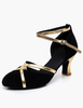 Chaussures de bal Suede Noir bout en amande Criss Cross 2021 Chaussures de danse latine