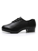 Chaussures de claquettes pour femmes en cuir véritable à bout rond et chaussures de danse à lacets