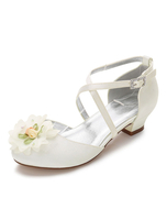 Chaussures de cortège enfant à bout rond en soie et satin