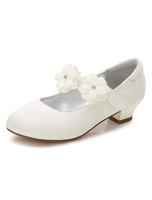 Chaussures de cortège enfant à bout rond en soie et satin