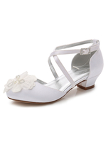 Chaussures de cortège enfant à bout rond en soie et satin