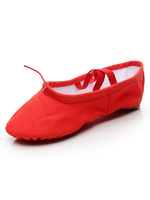 Chaussures De Danse Ballet Rouge Bout fermé Talon Plat Toile Chaussures De Danse Ballet