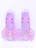 Chaussures de danse de ballet pour femmes chaussures de danse à bout rond violettes avec fleurs