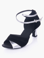 Chaussures de danse femme2021 Chaussures Ballroom bicolore Peep-toe à semelle souple Chaussures de danse latine