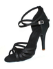 Chaussures de Danse Femmes 2021 Chaussures de bal noires bout ouvert boucle cheville Chaussures de danse latine