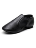 Chaussures de danse jazz noires bout rond patché chaussures de danse en peau de porc