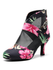 Chaussures de danse latine à bout rond et bottes de danse imprimées à fleurs