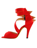 Chaussures de danse latine à talons aigus sexy rouges en cuir poncé
