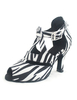 Chaussures de danse latine à talons bobines sexy en satin zébré