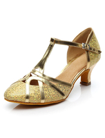 Chaussures de Danse Latine 2021 Brillant Chaussures de Bal Bout Rond Type T 1920s Chaussures de Danse Vintage