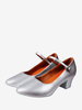Chaussures de danse latine argentées à bout rond et boucle chaussures de danse de salon