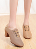 Chaussures de danse latine Chameau Rond Toile Tige Haute Oxfords Chunky Heel Ball Salle de bal Chaussures de danse