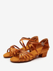 Chaussures de danse latine chaussures de danse marron à bout rond et boucle