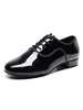 Chaussures de danse latine en cuir de vachette noir bout rond patché chaussures de danse