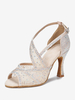 Chaussures de danse latine en cuir PU abricot clair bout rond strass chaussures de danse
