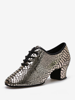 Chaussures de danse latine en cuir PU argenté serpent à bout rond