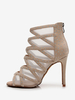 Chaussures de danse latine en cuir PU avec strass et bout ouvert couleur abricot clair